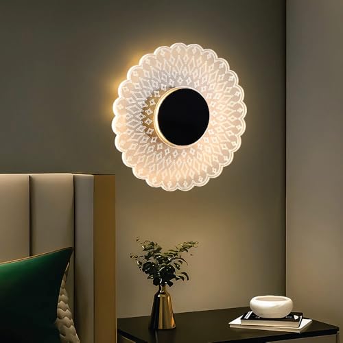 Image of Groeien Pack of 2 | Solaris Glow Modern LED Wall Lamp | Golden Decorative Wall Light for Living Room, Bedroom & Hall | Artistic Solaris Design Wall Fixture for Home Decor(SolarisGlow, 2)