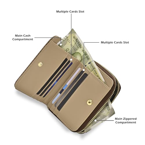 Image of Lavie Luxe Women's Mono Flap25 Small Zip Around Zip Wallet | Gift for Women