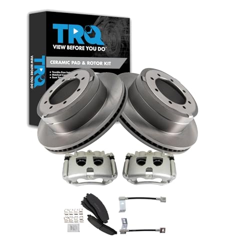 Image of TRQ Rear Brake Pad & Rotor Kit Ceramic Compatible with 2017-2019 Ford F-350 Super Duty