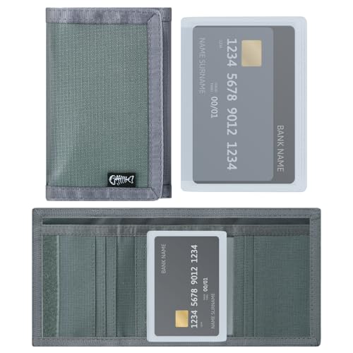 Men’s Nylon Trifold Wallet with 6 Page Wallet Insert, Ultra Thin and Security Wallet with ID Window for Card Cash Holder, Modern Fashion Purse Gifts for Teen Boys Men Women -Dark Gray
