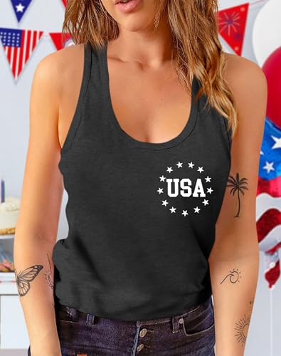 Image of Ithalt Womens American Flag Shirts 4th of July Outfits USA T-Shirt Patriotic Tank Shirt Fourth of July Sleeveless Tops