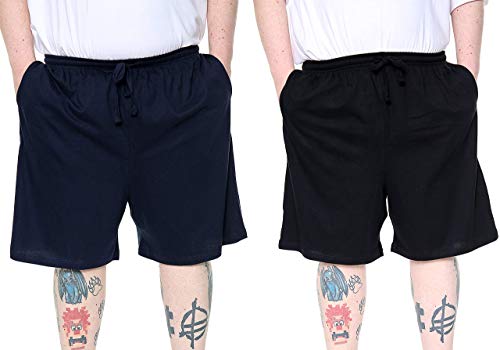 Brooklyn Grand Grande Taille Salon Short 2 Paquet Marine/Noir Pyjama Short Souple 100% Coton Cover