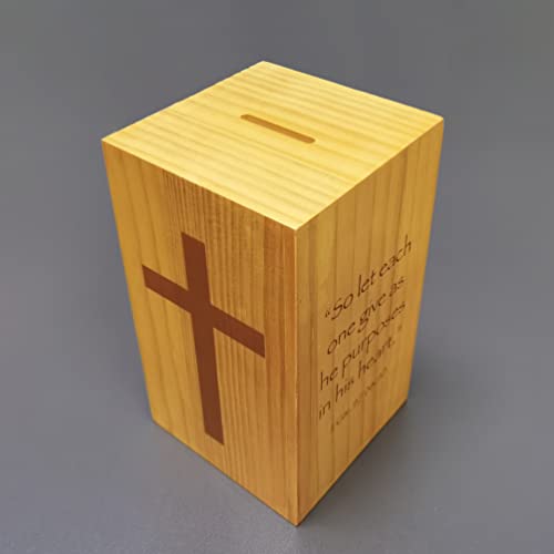 Caja de donaciones pequeña de madera 4 x 4 x 7 pulgadas miniatura 3