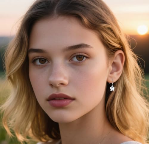 Reffeer Solid 925 Sterling Silver Hawaiian Flower Drop Earrings Plumeria for Women Teens CZ Flower Dangle Earrings Hooks for Spring3