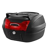 Universal Motorcycle Touring Top Box,Tail Trunk Luggage Box, Motorbike Scooter Rear Luggage Topbox,Carrier Case W/Soft Backrest-Can Store 2 Helmets.