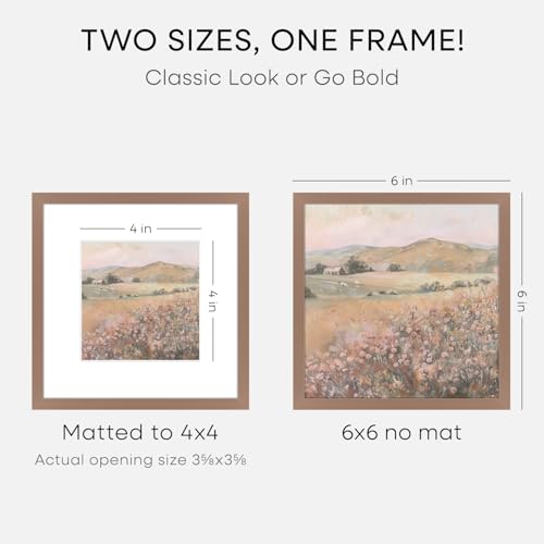Image of Homeforia 6x6 Mocha Picture Frame, High-End Metal, 4x4 Mat, Glass | High End Aluminum, Tempered Glass, Acid-Free 4x4 Removable Mat, 6x6 in Edge-to-Edge Display 6x6, Wall Kit, Set Of 1