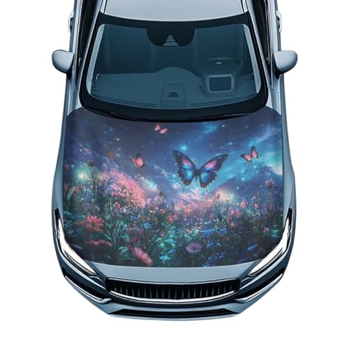 Image of Car Hood Cover Butterfly Floral Suitable for Auto Car Truck, Van, SUV, Pickup