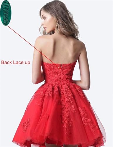 Lace Homecoming Dresses Short A Line Strapless Formal Cocktail Party Gowns2