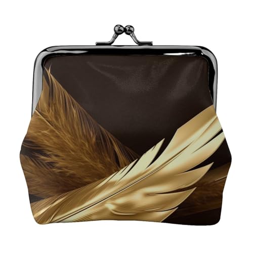 Porte-monnaie avec plumes dorées pour homme et femme pochette vintage