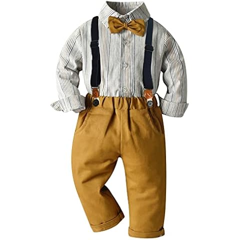 Domee Conjuntos de Ropa Vestir Caballero Pajaritas Tirantes Bebé Niño Camisa Manga Larga Pantalones Traje Cover
