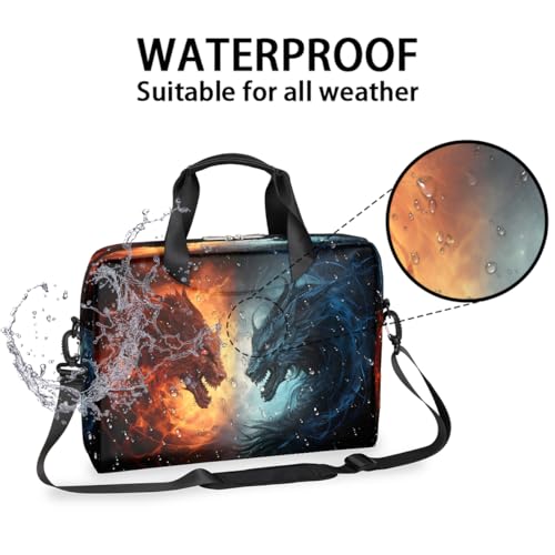 Bolso para laptop rojo azul con diseño dragón 15.6 in miniatura 3