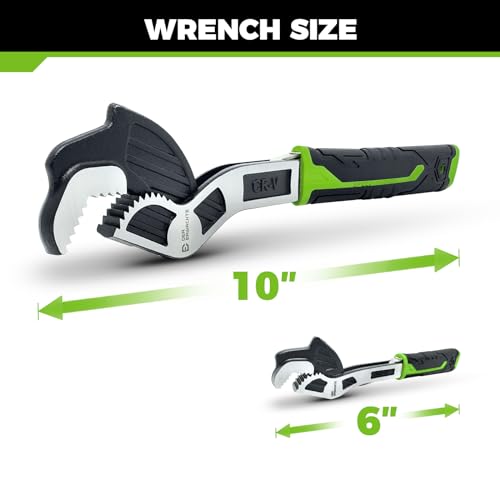 Image of Der Erwachte Multi-function Adjustable Pipe Wrench Set, 2-Piece, Quick Self-Adjusting, Power Grip for 7-35mm Nuts, Pipes Use,Chromium Vanadium Steel