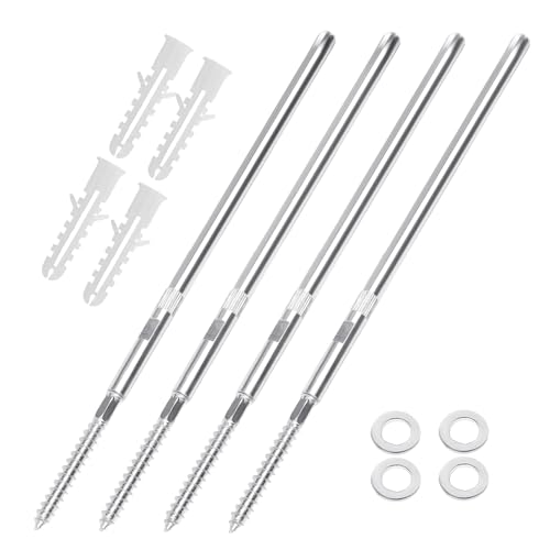 4 Piezas Soportes Invisibles para Estantes Flotantes Ø8 x 200 mm Soporte Estanteria Pared Soporte Oculto con Arandelas y Tacos Escuadras para Estanterias para Estantes de Pared Tablas Flotantes