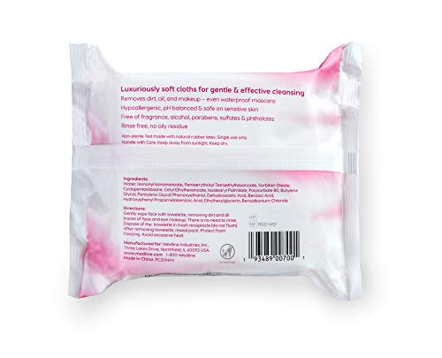 Simply Soft Premium Makeup Remover Towelettes 50 ct (2 - 25 Count Flip-top Packs), Fragrance-Free Makeup Wipes for Sensitive Skin, Hypoallergenic, pH Balanced Eye Makeup Remover Wipes, Face Wipes