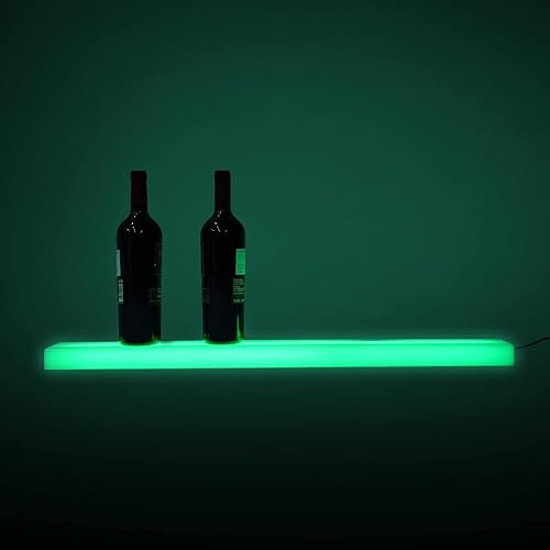 Miniatura 1 de Gdrasuya10 Paquete de 2 estantes LED de exhibición de botellas de licor montados en la pared, estante de barra con luz LED, estantes LED flotantes