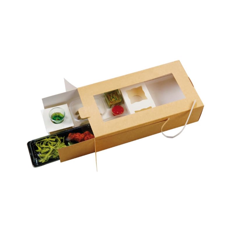 PacknWood - 50 Caja Rectangular con Ventana Marrón Cartón | 34,0x18,0 cm