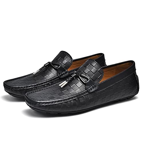 Mens Loafers Shoe Round Toe Penny Loafers Plaid Round Toe Slip Resistant Anti-Slip Lightweight Casual Slip-ons