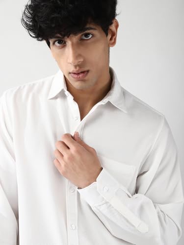 Image of Urbano Fashion Men's Linen Blend Full Sleeve Relaxed Fit Casual Solid Shirt