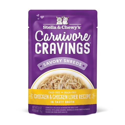 Stella & Chewy'S CAT-CC-CCL-2.8 Carnivore Cravings Wet Cat Food Pouches – Grain Free, Protein Rich Meal, Topper Or Treat – Chicken & Chicken Liver Recipe cover