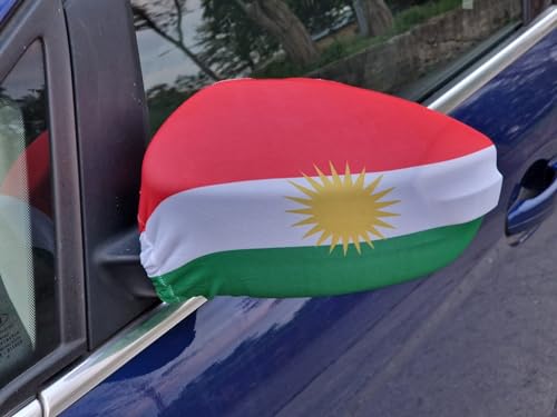 Spiegelflagge/Spiegelfahne KURDISTAN 1 Paar, Auto/PKW Rückspiegel/Autospiegel Fahne/Flagge/Überzug