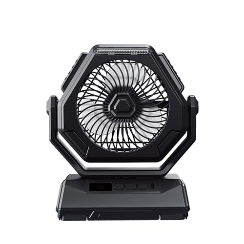 Yzdysg Ventilador eléctrico, portátil, recargable, USB, con luz LED, silencioso, para viajes, oficina, camping