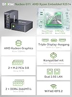 GMKtec Mini PC AMD Ryzen Embedded R2514, 3-Jahre-Support, 4C/8T bis 3,7 GHz (Beats 3500/N95/N150) 16G DDR4 256G PCIe 3.0 SSD, Dual 2.5G LAN/WiFi 6E/Triple 4K Display für Office/NAS/Soft-Router G11 – Ansicht 3