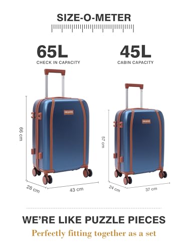Image of FUR JADEN The Wayfarer Polycarbonate Travel Luggage Suitcase with 8 StealthTech Silent Shock Absorbing Wheels, TSA Lock & Aviation Grade Telescopic Trolley (Cobalt Navy, Cabin + Medium)