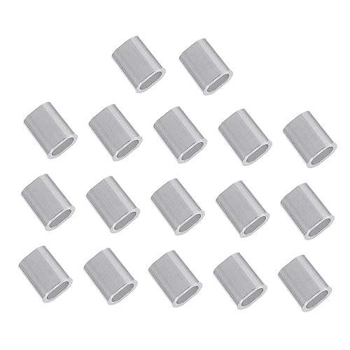 FELTECHELECTR 100 Pcs Chuck Aluminum Crimping Loop Sleeve Cable Fixing Hardware Wire Crimp Connector Crimping Sleeve Wire Cable Oval Flat Hole Sleeve Cable Sleeve End Ring Adapter Silver