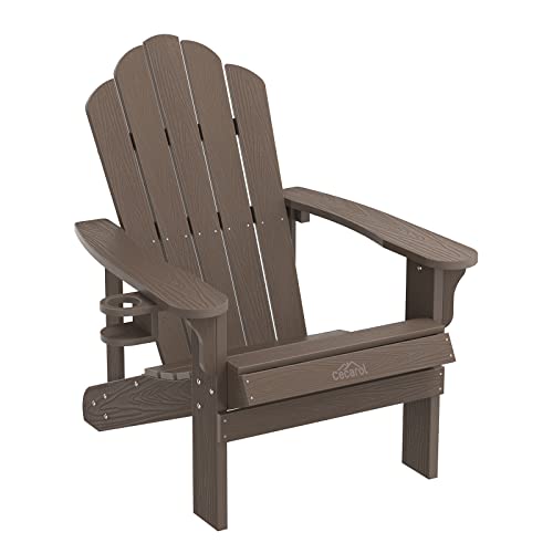 Cecarol Oversized Adirondack Chair, High Back Outdoor Chair With Cup Holder, Weather Resistant Chair For Porch, Garden, Backyard, Fire Pit, Coffee-Tfc3 #TOP8