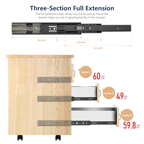 Image of Ravinte 10 Inch Soft Close Drawer Slides 5 Pairs 10 Pack Black Full Extension Ball Bearing Drawer Glide Side Mount