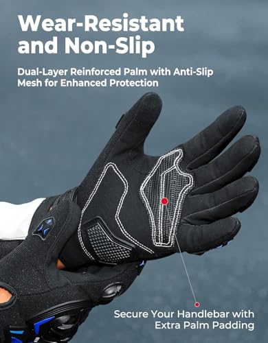 Image of KEMIMOTO Motorcycle Gloves for Men, Touchscreen Cycling Gloves for Outdoor Sports On-Road /Off-Road /Mountain Motorcycle Motorcross Motorbike Dirt Bike Bicycle Racing ATV UTV, L, Blue