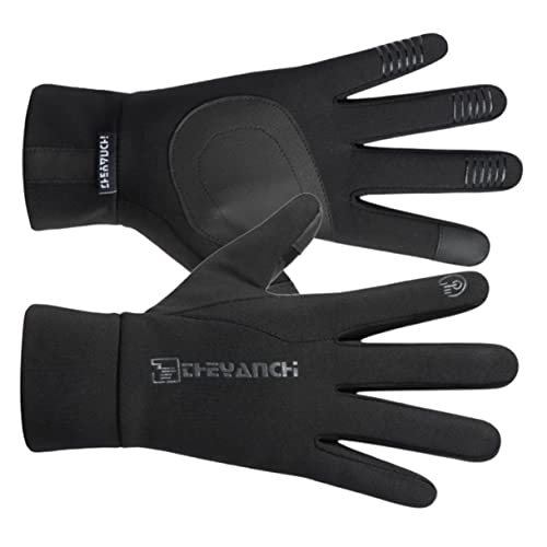 Toyvian 1Pair Winter Cycling Gloves Windproof Touch Screen Full Finger Gloves for Bicycling Non Slip Design for Mountain and Road Bike Riding Black