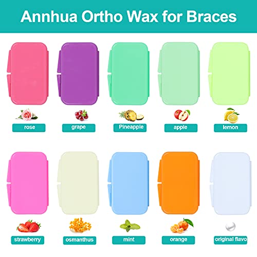 Annhua Orthodontist Braces Wax Ortho Dots 10 Pack For Aligners, Braces Wearer, Brackets, Invisible-Lingers, Dental Orthodontic Wax Strips White - Unscented & Flavorless #TOP7