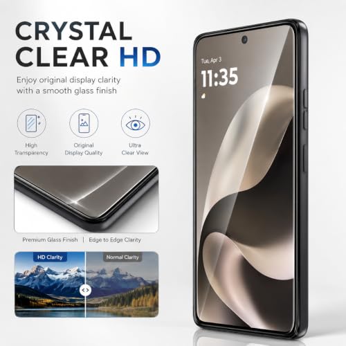 Image of FIRST MART Tempered Glass for Motorola G77 Power, 9H Full-Glue Screen Protector, 3D Edge-to-Edge, HD Clear, Oleophobic, Case-Friendly, Bubble-Free| Black