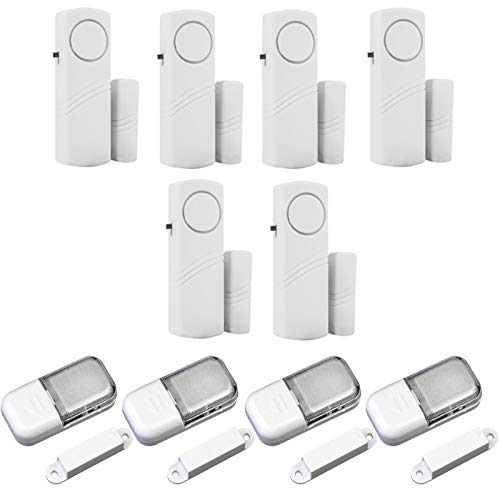 6PCS Door Alarm & 4PCS Closet Light- Motion Sensor Light Magnetic Stripe Wireless Cupboard Lights, Personal Security Window & Door Alarm Bell Wireless Sensor Door Window Burglar Alarm