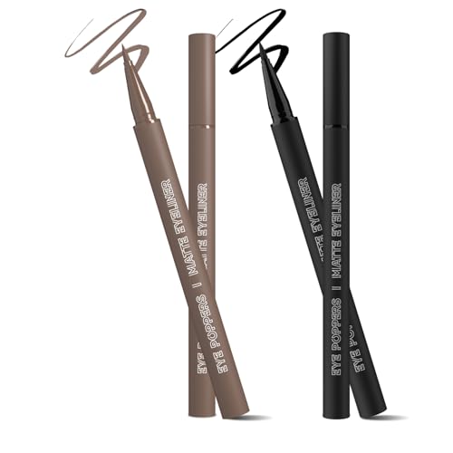 Image of Glam21 Eye Poppers Matte Eyeliner |Smudge Proof and Waterproof Formula | Pen Style Design | Bold & vibrant Shades | High Pigment up to 12 hours | 0.5gm Each Pack oF 2 (Brownie & Dark Matter)
