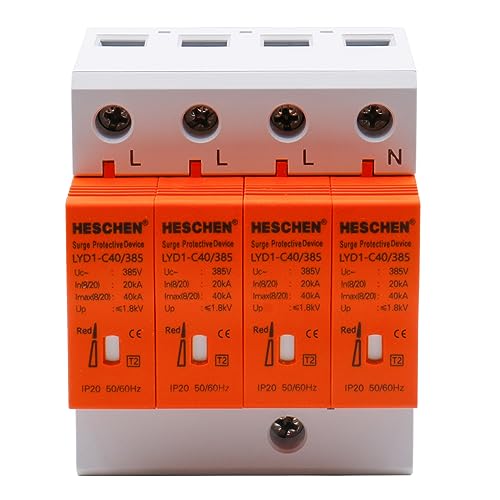 Heschen Surge Protective Device, LYD1-C40/385, 4P 385V 20KA, Fire-Proof, Low-Voltage Arrester - Image 2