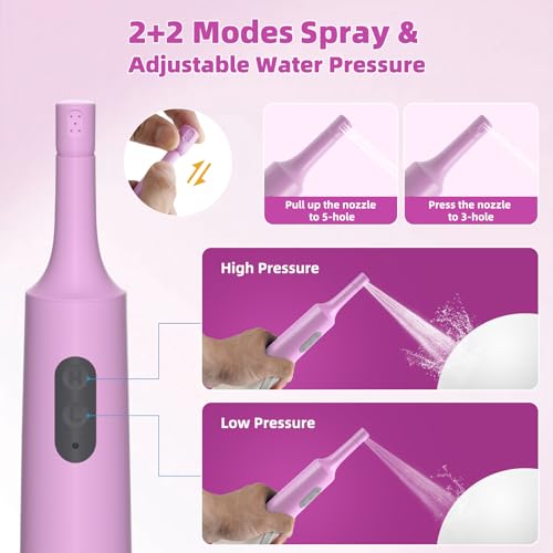 Image of Hibbent Portable Bidet for Travel, High Pressure Electric Handheld Bidet Sprayer, 350-550ML Expandable Bottle for Personal Hygiene, USB-C Rechargeable Waterproof, Travel Sprayer for Women & Men, Pink
