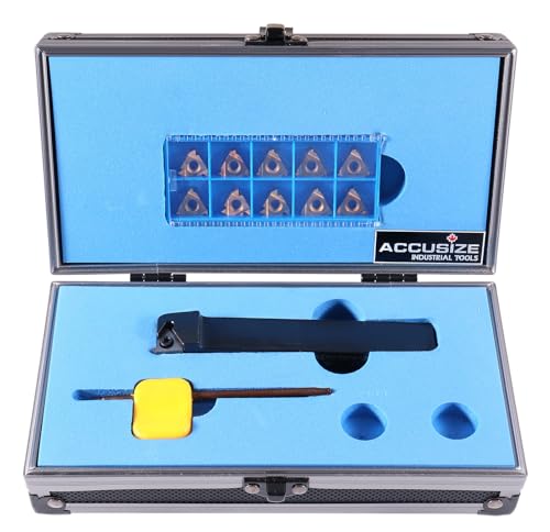 Accusize Industrial Tools 3/4'' Shank Indexable Thread Tool Set, 12Pcs Un External Thread Right, 0028-0283