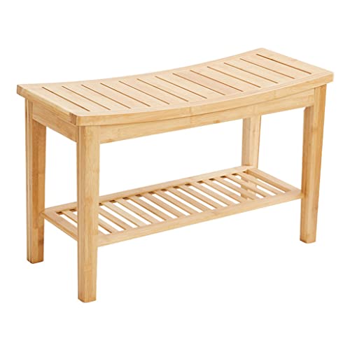 Banc de bain en bambou imperméable Nizat & Slish Home Tial à 2 niveaux pour douche