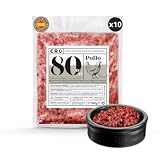 CRU - Dieta Barf para Perros de Pollo - Comida Natural Perros Cruda y Congelada - Comida para Perros Pequeños y Grandes - para 1 Mes Aprox - 10 Paquetes de 500g (10 Paquetes, Pollo)