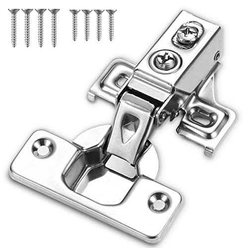 2 Pack Cabinet Hinges, Soft Close Hinges For 1/2" Overlay Kitchen Cabinet Door Hinges, 105 Degree Opening Angle, Stainless Concealed Quiet Cupboard Hinges With Mounting Screws And Manual #TOP8