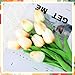 Jexine 100 Pcs Artificial Real Touch Tulips Fake Artificial Tulip Flower Bulk Bouquet with Stem for Table Centerpieces Wedding Bridal Easter Mother's Day Garden Home Decor, 13.4''(Light Champagne)