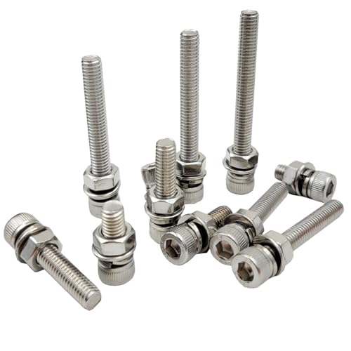 Image of M6-1.0 x 14mm Hex Socket Head Cap Screws Bolts Nuts Washer Set Allen Socket Drive Screws,304 Stainless Steel,Bright Finish, Fully Threaded (M6x14mm(20sets))