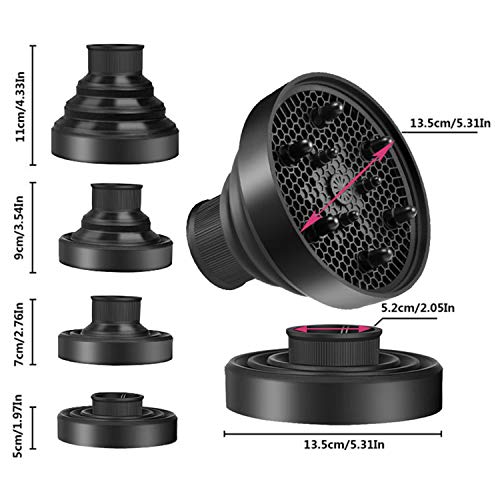 Wajiayon Universal Collapsible Hair Dryer Diffuser Attachment- Salon Grade Tool,Lightweight Foldable Portable Travel Folding Design Fit Most Of Blow Dryers-Black #TOP3