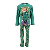 Marvel Avengers Pijama para Niño, Pijama Algodón Suave, Camiseta y Pantalón Largo Niño, Diseño Hulk y Capitan America, Talla 6 Años, Verde