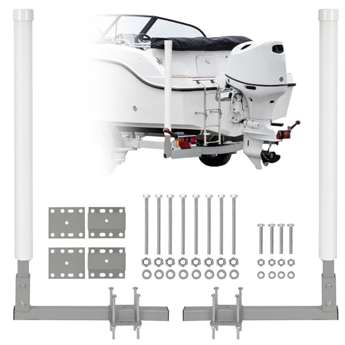 Garvee Adjustable 60" Boat Trailer Guide Poles, 2 Pcs Rustproof Galvanized Steel with PVC Protection, 63" Height, Flexible Installation for Easy Loadi