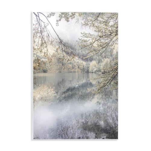 Foggy Pond Landscape Reflection, 10 x 15 Inch Mounted Print on Wall Plaque