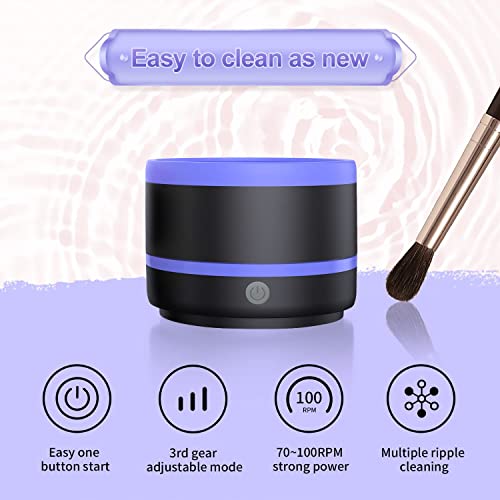 Electric Makeup Brush Cleaner Type-C Small Removeable,Easy To Clean, With Silica Gel Mat Bowl Automatic 5V 1A Cosmetic Make Up Brush Cleaner Machine Tools, Beauty Brushs Cleaner Powered Washer (Blue) #TOP3