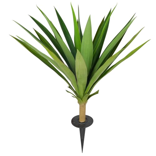 Velener Artificial Agave Plants Outdoor with Ground Spike, UV Resistant Fake Plants, Large Realistic Faux Succulents Plants for Indoor Outdoor Front Porch Garden-22 Inches